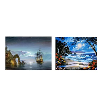 

HOT-2 Set 16X20Inch Paint By Number Kit DIY Digital Oil Acrylic Painting on Canvas Home Decor, Blue Ocean & Wonders of the Sea