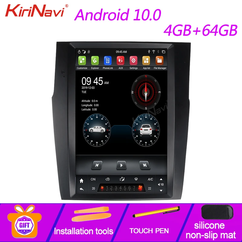Автомагнитола KiriNavi в стиле Tesla с вертикальным экраном 12 1 дюйма Din Android 10 0 Gps