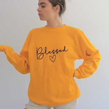 

Blessed Women Sweatshirts Pink Tops Fall Clothing Christian Graphic Pullover Hoodie Long Sleeve Lady Streetwear Drop Shipping