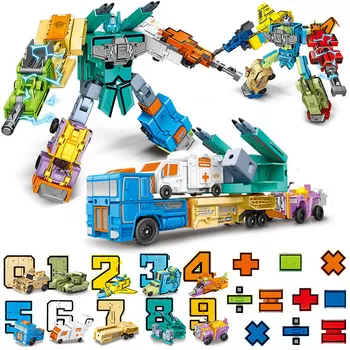 

GUDI Transformer Number Robot Bricks 10 in 1 Creative Assembling Educational Action Figures Building Block Model toy Kids gifts
