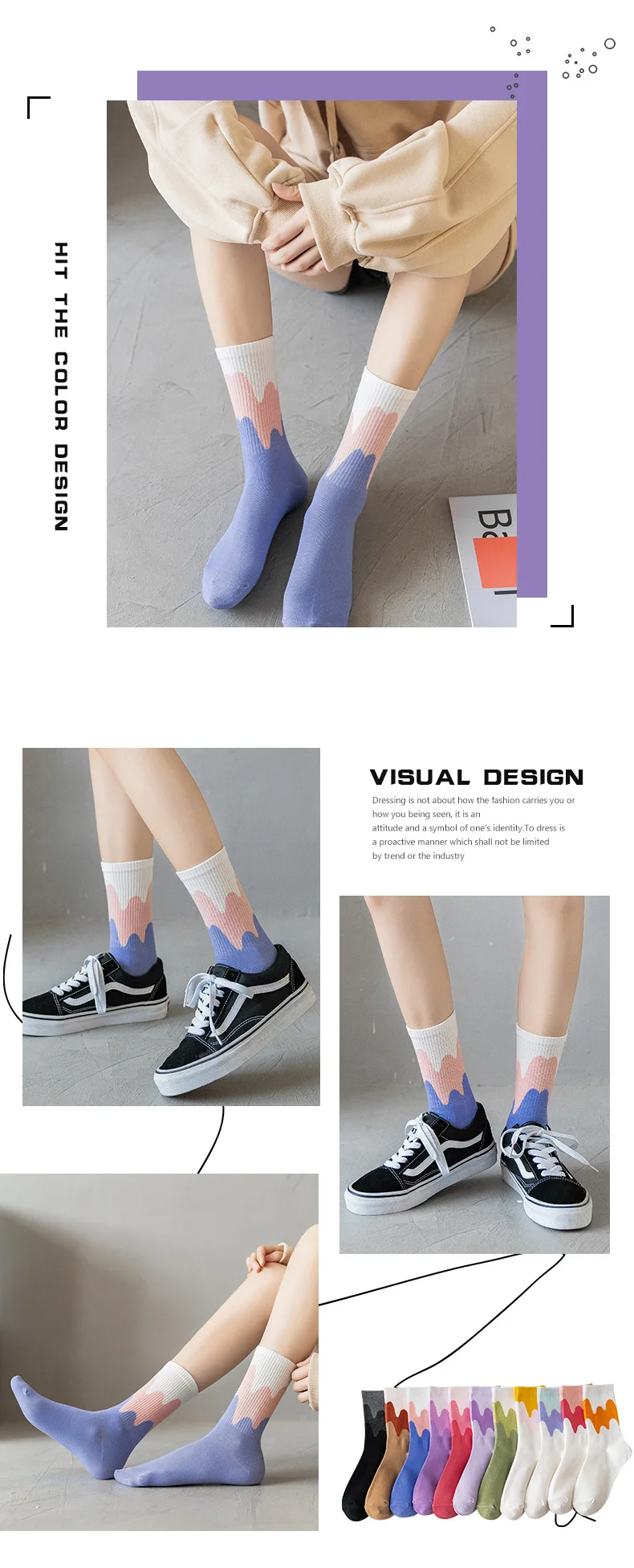 Ins Fashion Pinkycolor Women Socks Girls New Street Sports Warmer Thicken Spring Solid Colorful Middle Tube Soft free shipping