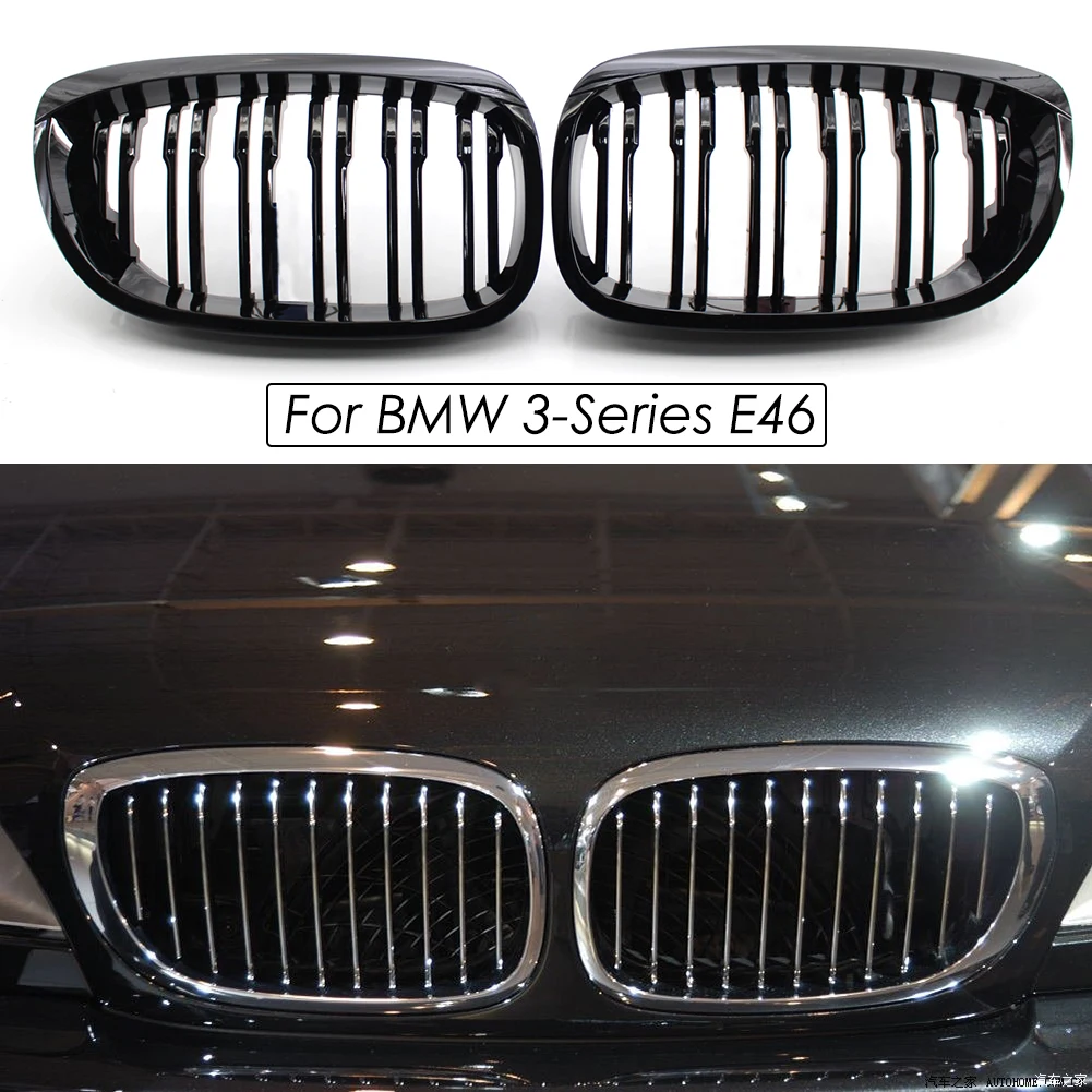1 Pair Gloss Black Double Slat Kidney Grille Grill Replacement for BMW 3-Series  E46 Coupe/Cabrio 2003-2006 Facelift - AliExpress