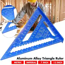 Regla de ángulo métrico de 7 pulgadas y 12 pulgadas, Regla de medición Triangular de aleación de aluminio, velocidad de trabajo en madera, transportador de ángulo cuadrado Triangular