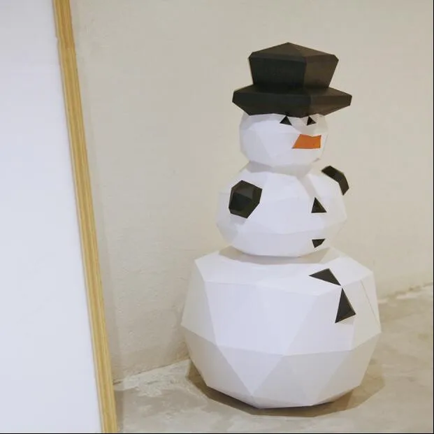 Снеговик 55 см бумага 3D DIY Материал руководство творческий домашний декор реквизит#3321 ручной работы милые геометрические бумажные фигурки