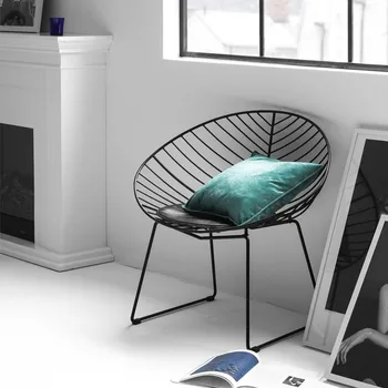 

Modern Ins Iron Backrest Chair Concise Modern Household Lounge Chair Cafe Leisure Chair Living Room Chairs
