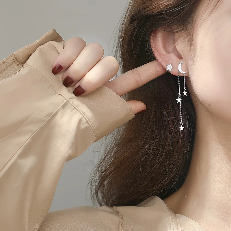 Pendientes Asimétricos Celine En Plata De Ley 925 Y Baño De Oro Rosa · Ear Candy