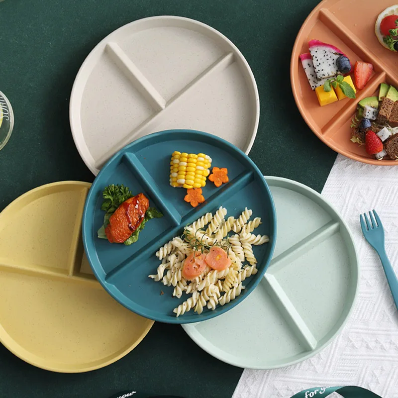 3-Grid Plates For Food Dinner Plates Set Dinnerware Dining Compartment Plate Serving Dishes Salad Kitchen Eco-friendly Tableware