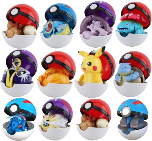 Genuine Pokemon Toy Set Toy Pocket Monster Pikachu Charmander  Mewtwo Lunala Scroll Action Figure Anime Model Children's Toys 12pcs no box