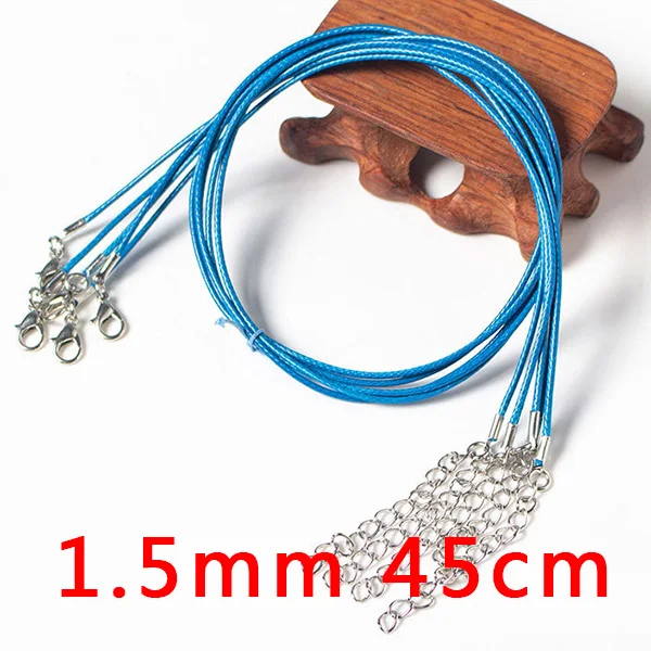 Dark blue 20 штук 45/60 см 1,5/2 мм в диаметре, различные кожаный шнур на вощеном шнуре из Регулируемая цепь плетеные веревочные Ожерелья& Подвески с космической пыли для подвесок-лобстер - Окраска металла: Dark blue