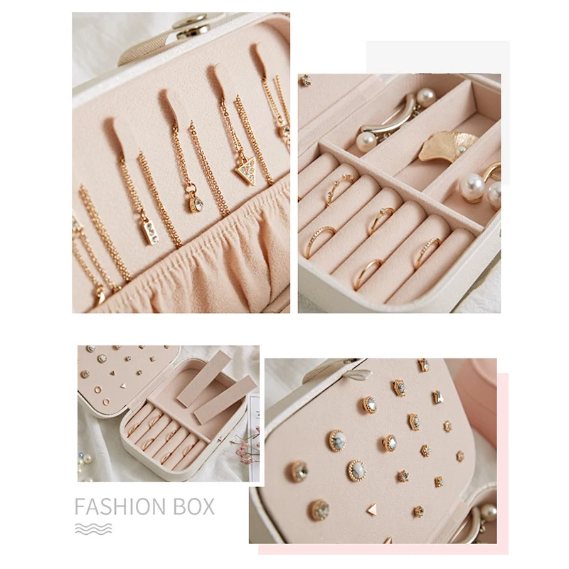 Korean Style Fresh And Simple girl earrings plate jewelry box Multi-function Jewelry Storage Box Portable Travel Storage Boxes
