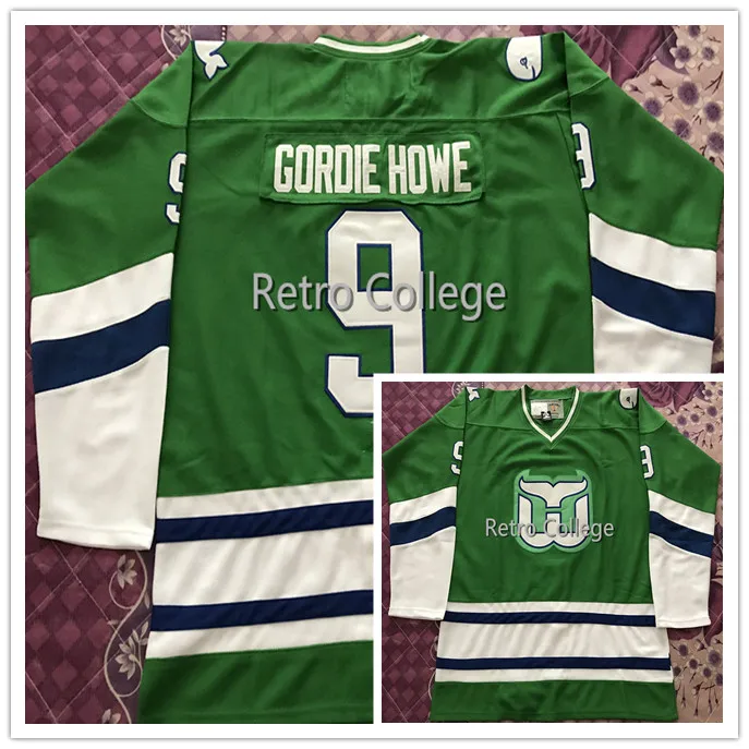 9 GORDIE HOWE Hartford Whalers Мужская Ретро футболка с вышивкой для хоккея, сшитая по индивидуальному заказу