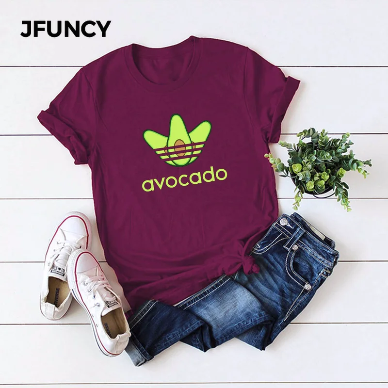 JFUNCY забавные авокадо женские футболки летние с коротким рукавом Harajuku рубашка Femme