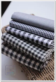 

ZAKKA 0.25m Imported Classic Black and White Plaid Twill Fabric Cloth Patchwork Jelly Roll Strip DIY Quilts Home Textile Design