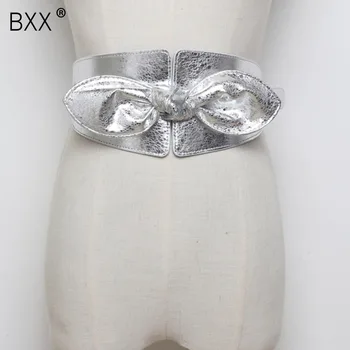 

[BXX] 2020 Spring Women's Fashion Bow Wide Elastic Buckle Waist Belt Waistband Weaving Wedding Dress Belt Accessories HL219