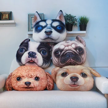 

Pet Dog Chewing Toys 3D Printed BulldogTeddy Dog Face Pillow 3D Funny Cat Cushion Toy