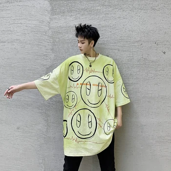 

2020 Summer New Youth Pop Print Loose Short Sleeve T-Shirt Fashion Casual Round Neck Pullover Gray / Yellow / Blue M-XL