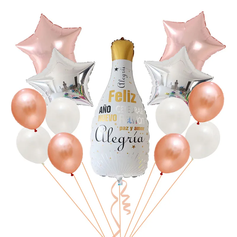 Rose Gold 13 шт. бокалы для шампанского, вина, бутылки для виски, воздушные шары, 30 лет, с днем рождения, для вечеринки, юбилея, украшения, подарок, надувные шары - Цвет: Rose Gold