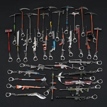 

2020 Car Alarm Keychain Luxury Fashion Charm Weapon Knife Pickaxe M4 Gun Toy Man Keyring For Women Game Fans Jewelry Accessories