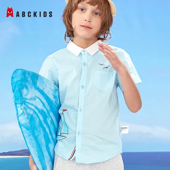 

ABCkids Short Sleeve Boys Shirts 100% Solid Cotton Fahshion Brand Kids Shirts Children Casual Clothes Clothing for Toddler