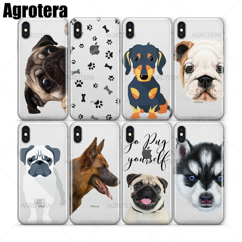 

Agrotera Phone Cases French Bulldog German Shepherd Husky Puppy Clear TPU Case Cover for iPhone 7 8 Plus X XS Max XR