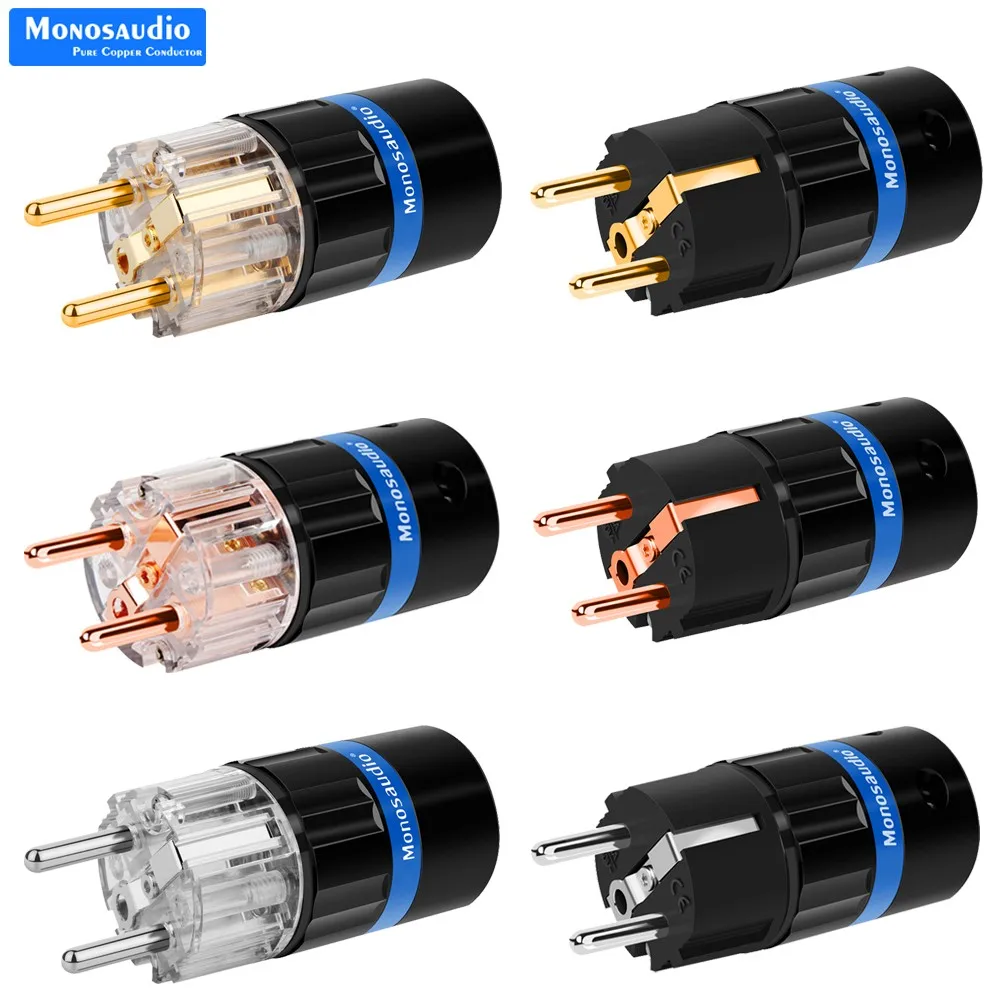 

Monosaudio EU Mains AC Power Plug Schuko HiFi Audio Power Cable Connectors Pure Copper Silver Gold Rhodium Plated E104/105 1PC