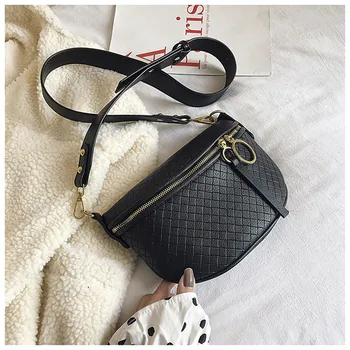 

Fashion trend luxury chest bag female new pu crossbody bag simple wide shoulder strap casual wild shoulder bags