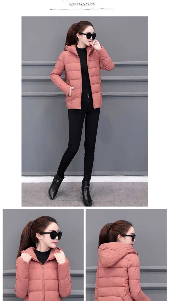 Женская короткая куртка Parkas Mujer осенняя куртка пальто Модная Осенняя однотонная теплая Повседневная пуховая парка с подкладкой Женское пальто