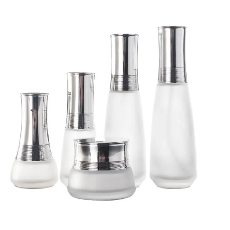 Empty Glass Jar 50G Cosmetic Container Frosted Lotion Pump Bottle 120ml 100ml 45ml 30ml Perfume Vials 8pcs/Lot | Красота и здоровье