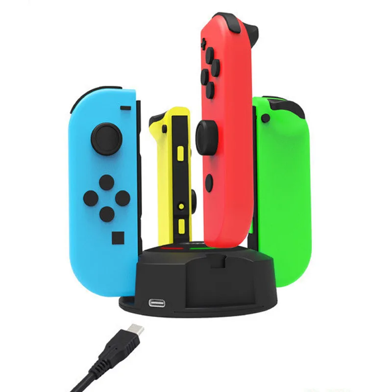 Дорожный переключатель зарядная станция для nintendo Switch Joy-con зарядное устройство для геймпада с индикатором зарядки и зарядным кабелем типа C