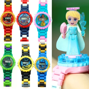 

16 Style Super Hero Children Building Blocks Watch Ninjagoed Marveling Avengers Figures Bricks Toys Kids Electronic Watches Gift
