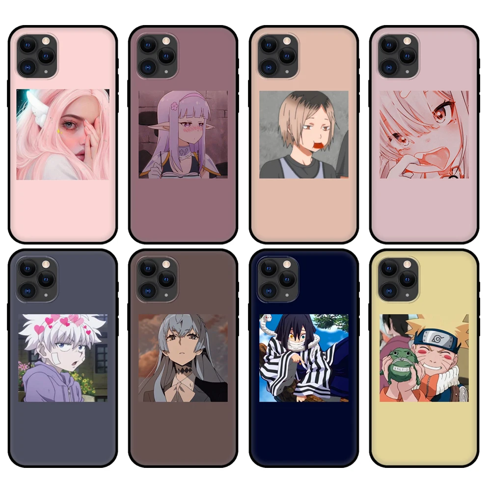 Black Tpu Case For Iphone 5 5s Se 6 6s 7 8 Plus X 10 Cover For Iphone Xr Xs 11 Pro Max Case Anime Icons Phone Case Covers Aliexpress
