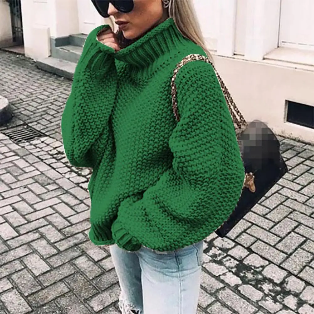 

Turtleneck Women Sweater Autumn Winter Long Sleeve Jumper 2019 Casual Knitted Loose Fashion Pullover Femme Sweaters Plus Size