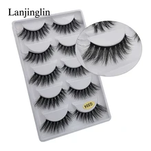 LANJINGLIN 1/3/5 пар 3D из меха норки накладные ресницы натуральные длинные ресницы тонкие Макияж Наращивание ресниц пикантные Поддельные Ресницы cilios