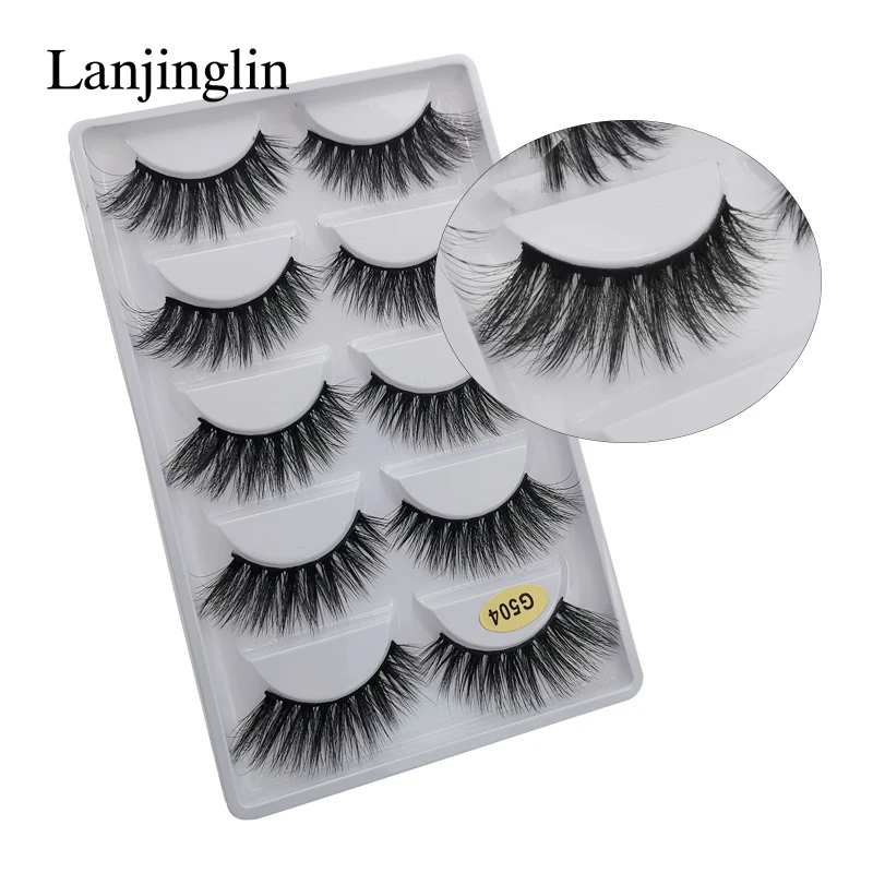 LANJINGLIN 3/5 пар 3D норковые накладные ресницы натуральные длинные wispy макияж