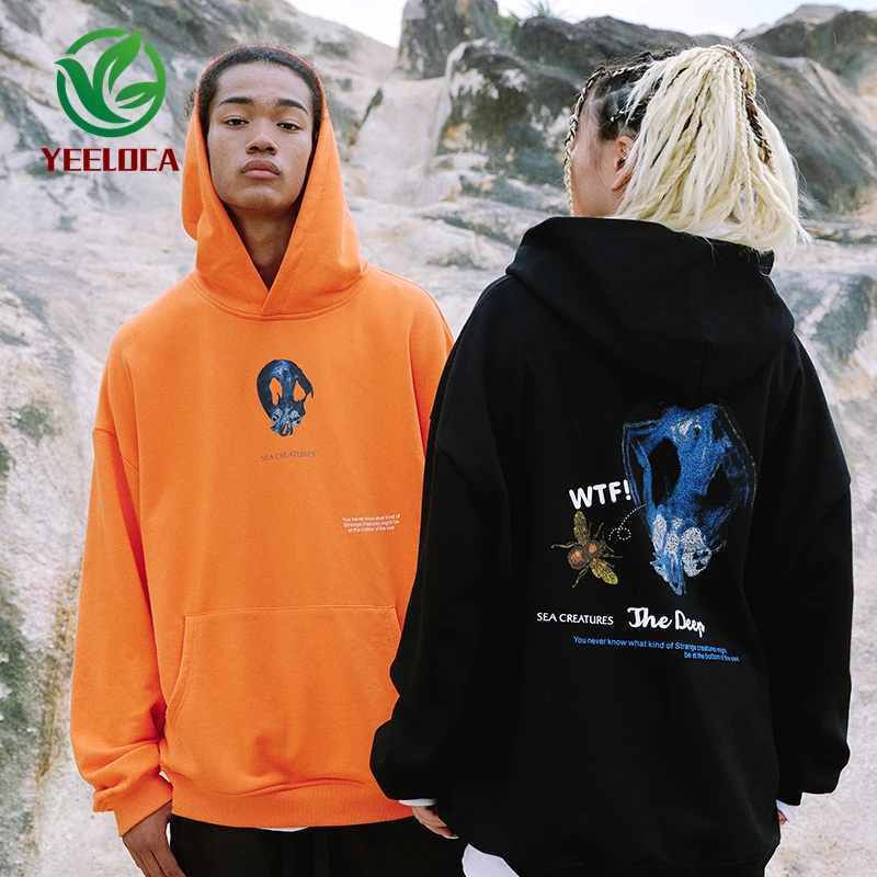 

2019 Autumn Winter Dropshipping Street Deep Sea Creatures Theme Hoodie Hip Hop Youth Sports Couple Tops Loose Men Women Hoodies