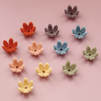 

Plush autumn and winter retro color pointed petal flower cap Japanese diy earring accessories handmade jewelry making material