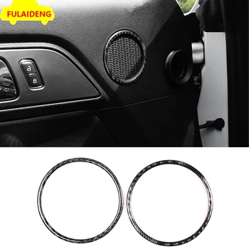 

2pcs For Ford Mustang 2015-2018 Carbon Fiber Door Speaker Sound Trim Ring trim Car Styling Accessories