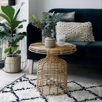 Nordic style rattan coffee table for living room
