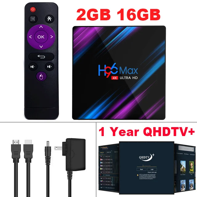 2G16G(1 year IPTV) Android9.0 ТВ коробка H96 Max+ 1 год Франция QHD ТВ плюс код IPTV RK3318 4K HD USB3.0 H.265 Google Play домашний медиа плеер телеприставка - Цвет: 2G16G(1 year IPTV)
