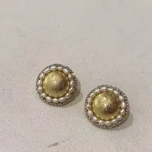 Новые Модные Винтажные блестящие стразы с искусственным жемчугом, круглые серьги-гвоздики для женщин, элегантные аксессуары на каждый день