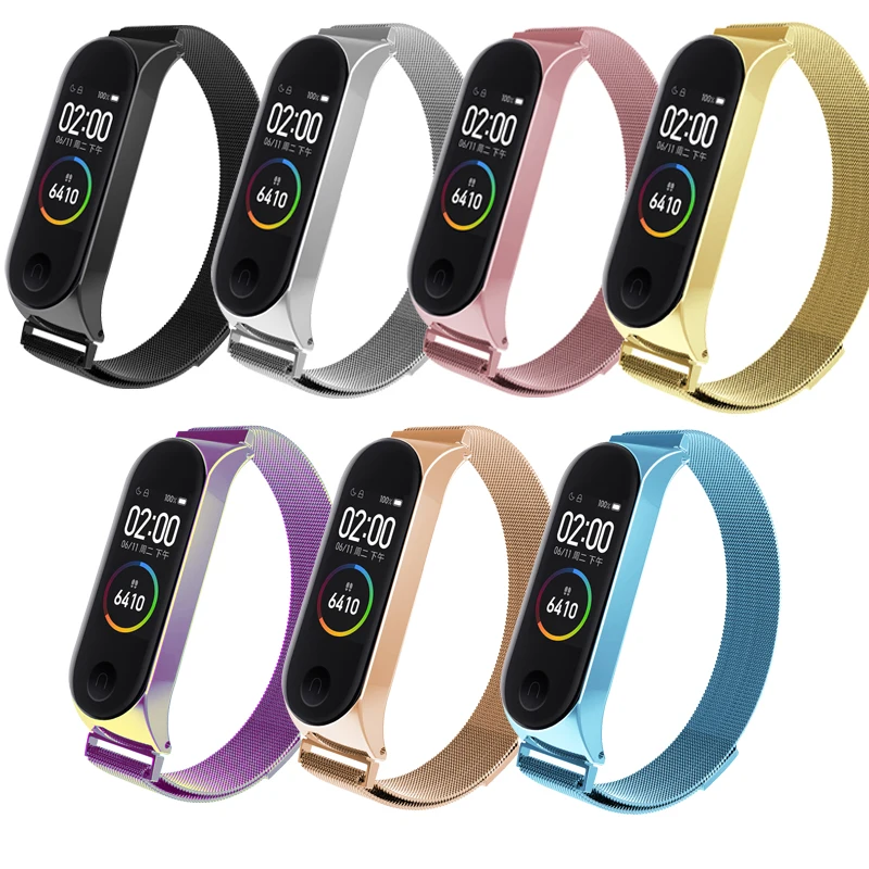 Спортивный металлический браслет для Xiao mi Band 3/4, ремешок на запястье mi band 3, браслет, Смарт-часы, ремешок mi Band 3, ремешок из нержавеющей стали для mi 4