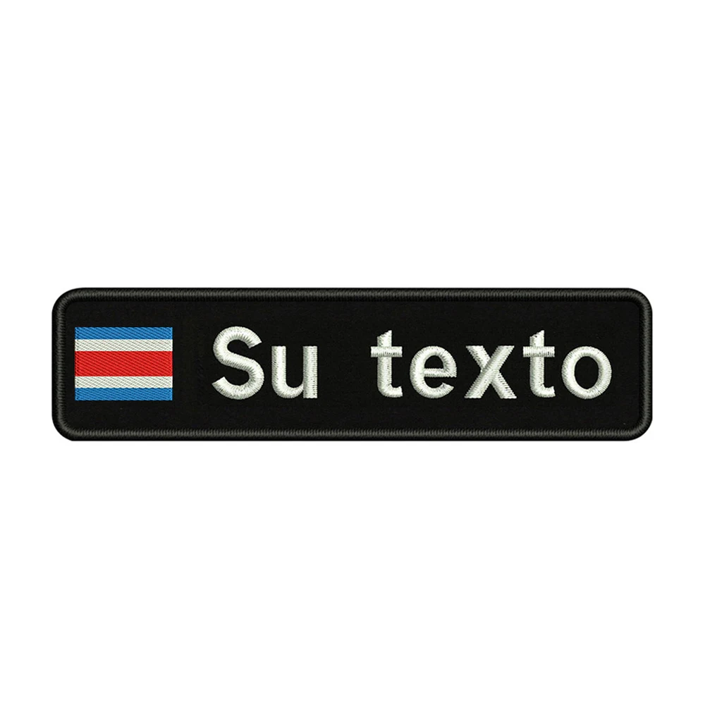 

Custom Embroidery Costa Rica National Flag Text Patch 10cm*2.5cm badge Iron On Or Velcro Backing For Clothes Pants Backpack Hat