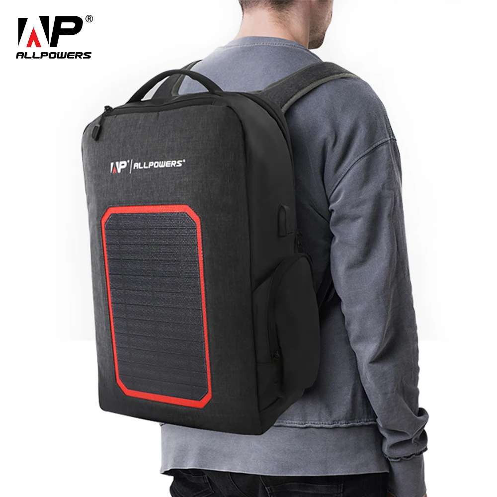 ALLPOWERS banco de energía Solar 6000mAh mochila Solar incorporada impermeable mochila Solar Latop