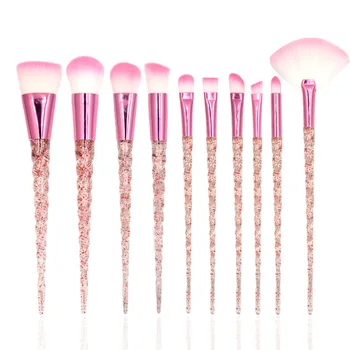 

10pcs Makeup Brushes Set Crystal Spiral Handle Foundation Powder Facial Eye Shadow Eyeliner Lip Make Up Tools Cosmetic Brush