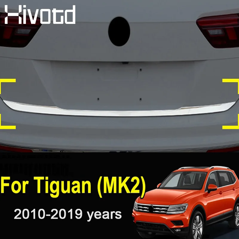 Hivotd For VW Volkswagen Tiguan stainless steel Rear Trunk Door Handle Cover Tail Gate Trim Bezel Molding Styling