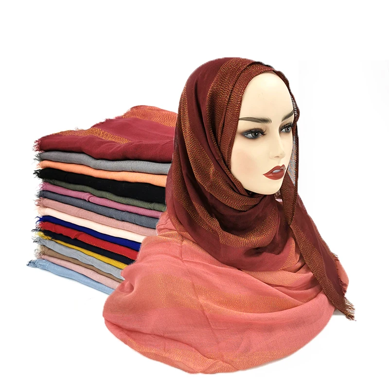 Plain Shimmer Silver Glitter Cotton Scarf Women Muslim Hijab Ombre Scarves  Gradient Long Shawl Wrap Women's Headscarf 180*90cm