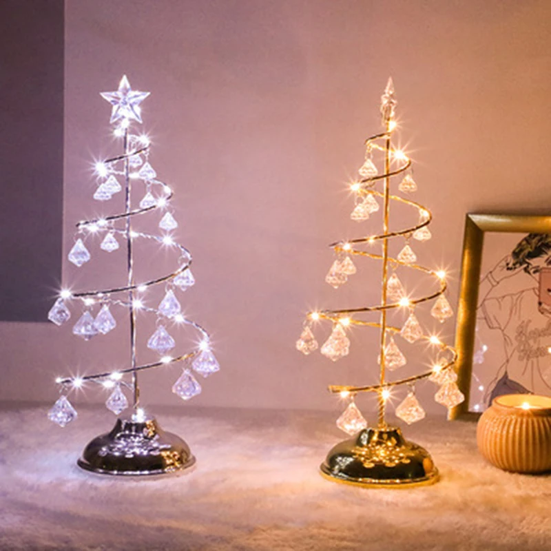 Christmas LED crystal LED crystal tree design night lamp desktop decorative table lamp bed headlights Decoration New Year lights
