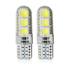 2x T10 5W5 W5W светодиодный свет лампы Интерьер автомобильного салона для чтения 12 в 7000 к 6SMD Автомобильный Клин боковое оформление лампы Силиконовый водонепроницаемый белый