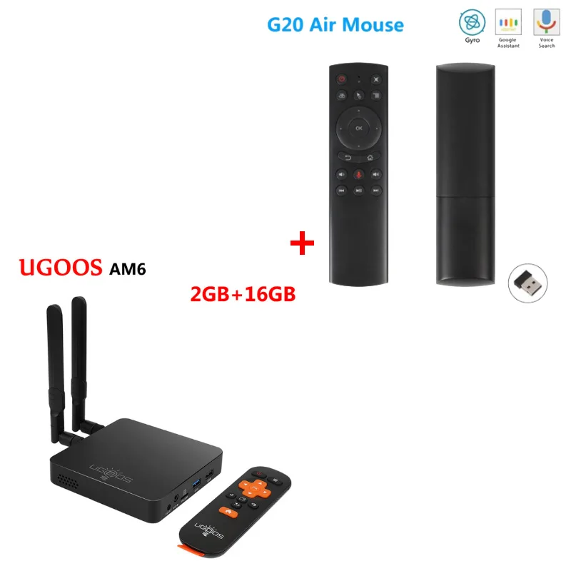 UGOOS AM6 4K Smart tv Box Amlogic S922X 2 Гб DDR4 16 ГБ Android 9,0 ТВ-приставка 4 ГБ 32 ГБ 1000 Мбит/с BT5.0 2,4G 5G wifi медиаплеер - Цвет: 2G16G add g20s