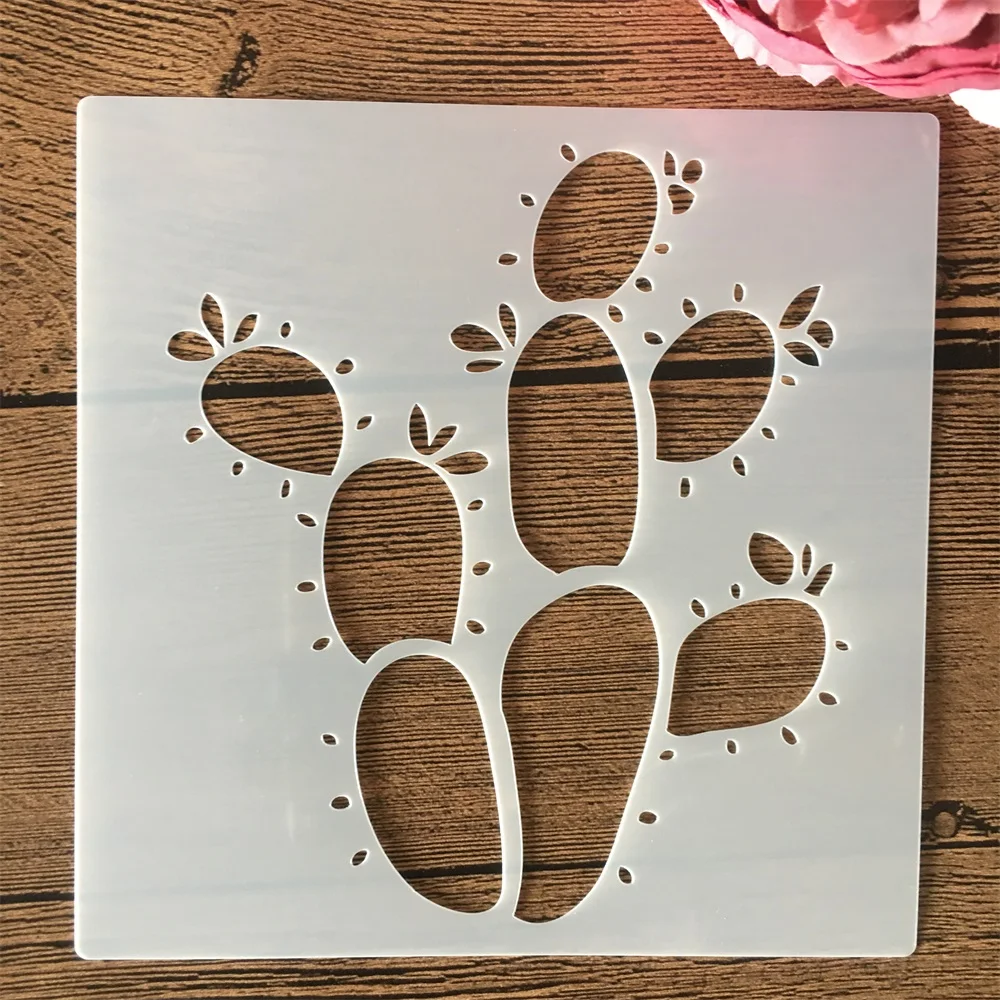 8 개/대 15cm 선인장 즙이 많은 식물 DIY 레이어링 스텐실 벽화 스크랩북 색칠 엠보싱 앨범 장식 템플릿